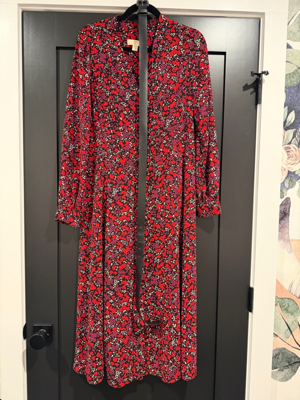 Michael Kors Red Floral Midi Dress